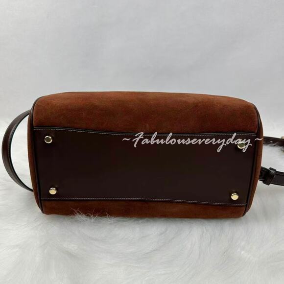 Coach Rowan Large Satchel Bag Crossbody In Suede/Im/Vintage Brown CCC79 NWT - Picture 11 of 12